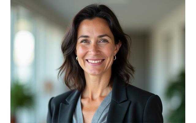 Portrait of Dr. Amelia Hayes, Vital Thread Wellness founder, smiling confidently.