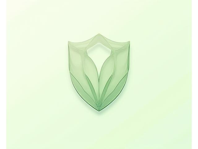 Abstract shield graphic with leaf motif symbolizing data security and privacy protection for Vital Thread Wellness
