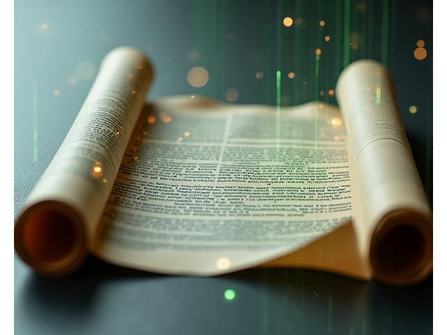 Abstract legal scroll or document with modern digital overlay, symbolizing legal compliance and policy updates