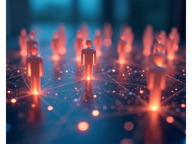 Illustration of diverse people connecting in a virtual forum.